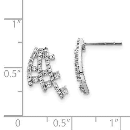 Solid 14k White Gold Simulated CZ Earrings