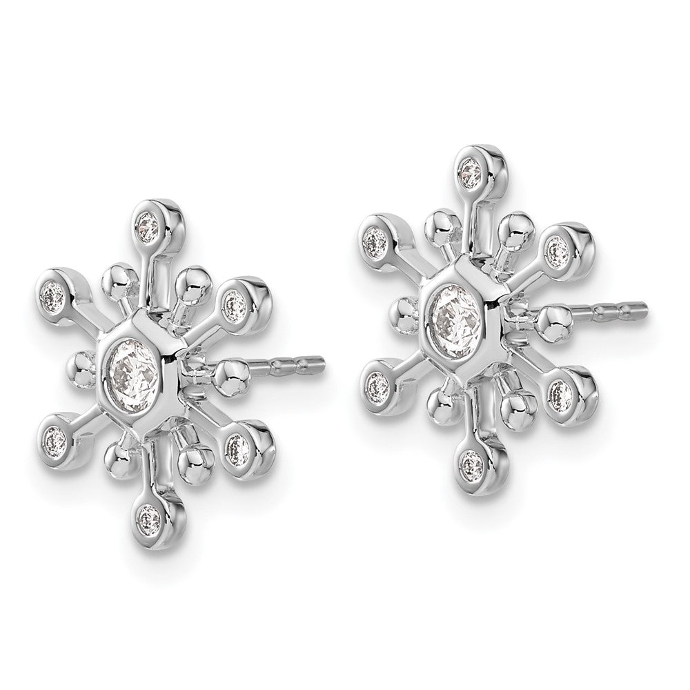 Solid 14k White Gold Simulated CZ SnowflaKe Earrings