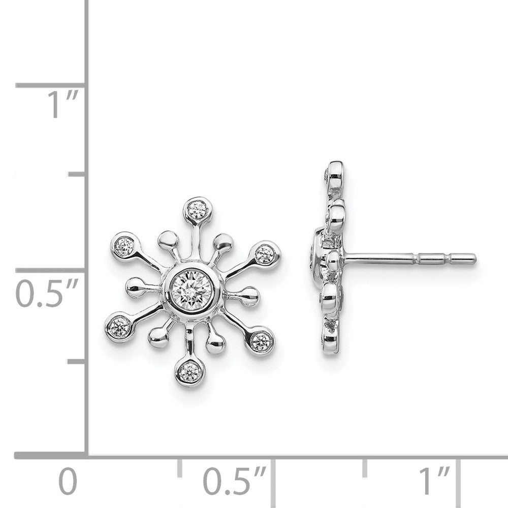Solid 14k White Gold Simulated CZ SnowflaKe Earrings