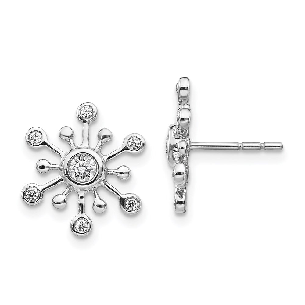 14k White Gold Real Diamond Snowflake Earrings EM3813-025-WA