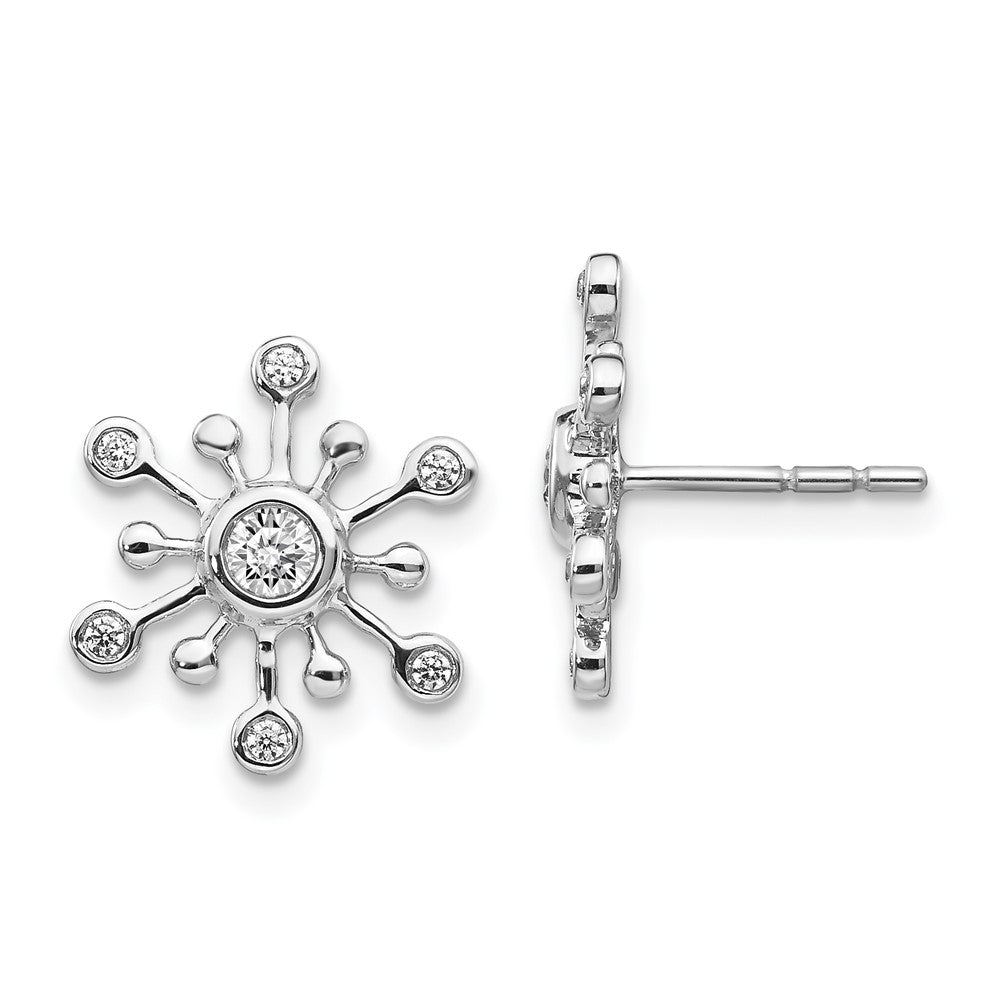 Solid 14k White Gold Simulated CZ SnowflaKe Earrings