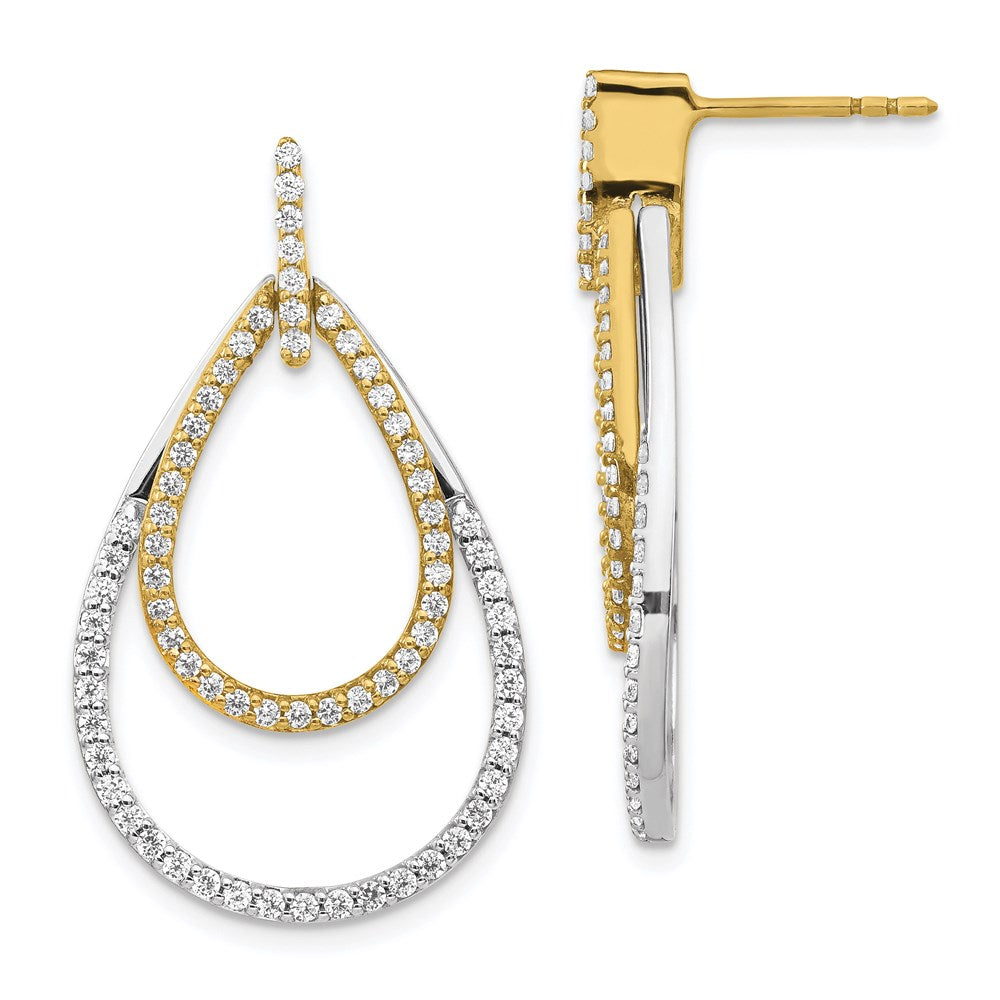 14k Yellow Gold Two-tone Real Diamond Teardrop Earrings EM3817-100-YWA