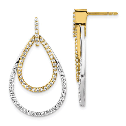 14k Yellow Gold Two-tone Real Diamond Teardrop Earrings EM3817-100-YWA