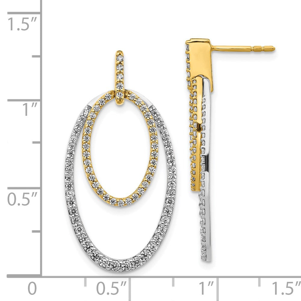 Solid 14k Two-tone Simulated CZ Earrings