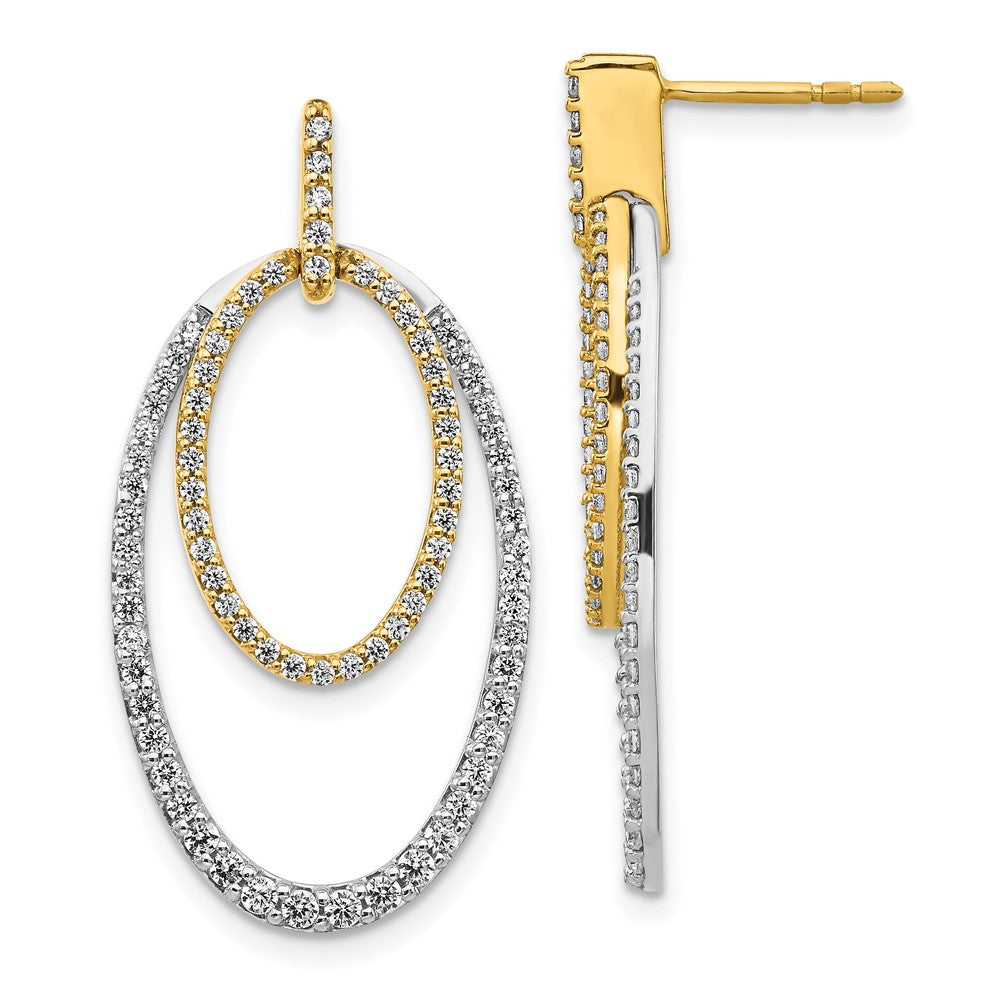 Solid 14k Two-tone Simulated CZ Earrings