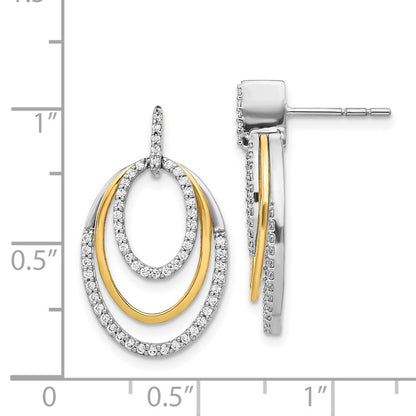 Solid 14k Two-tone Simulated CZ Earrings