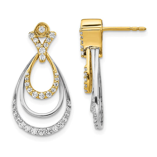 14k Yellow Gold Two-tone Real Diamond Teardrop Earrings EM3822-050-YWA