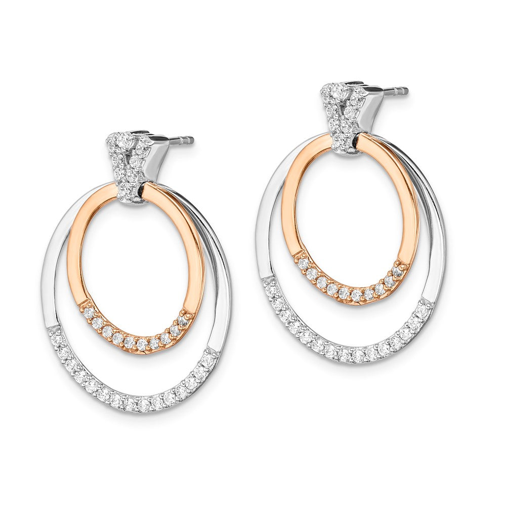 Solid 14k Two-tone Simulated CZ Earrings