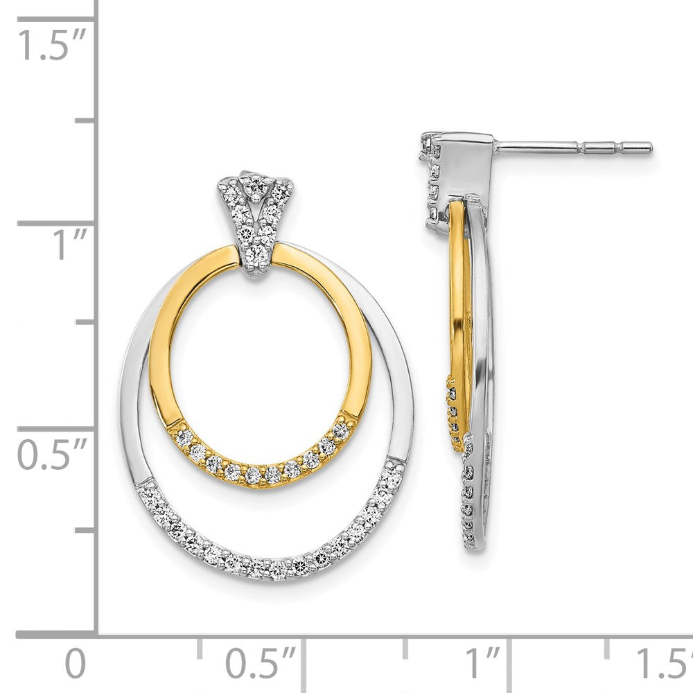 Solid 14k Two-tone Simulated CZ Earrings