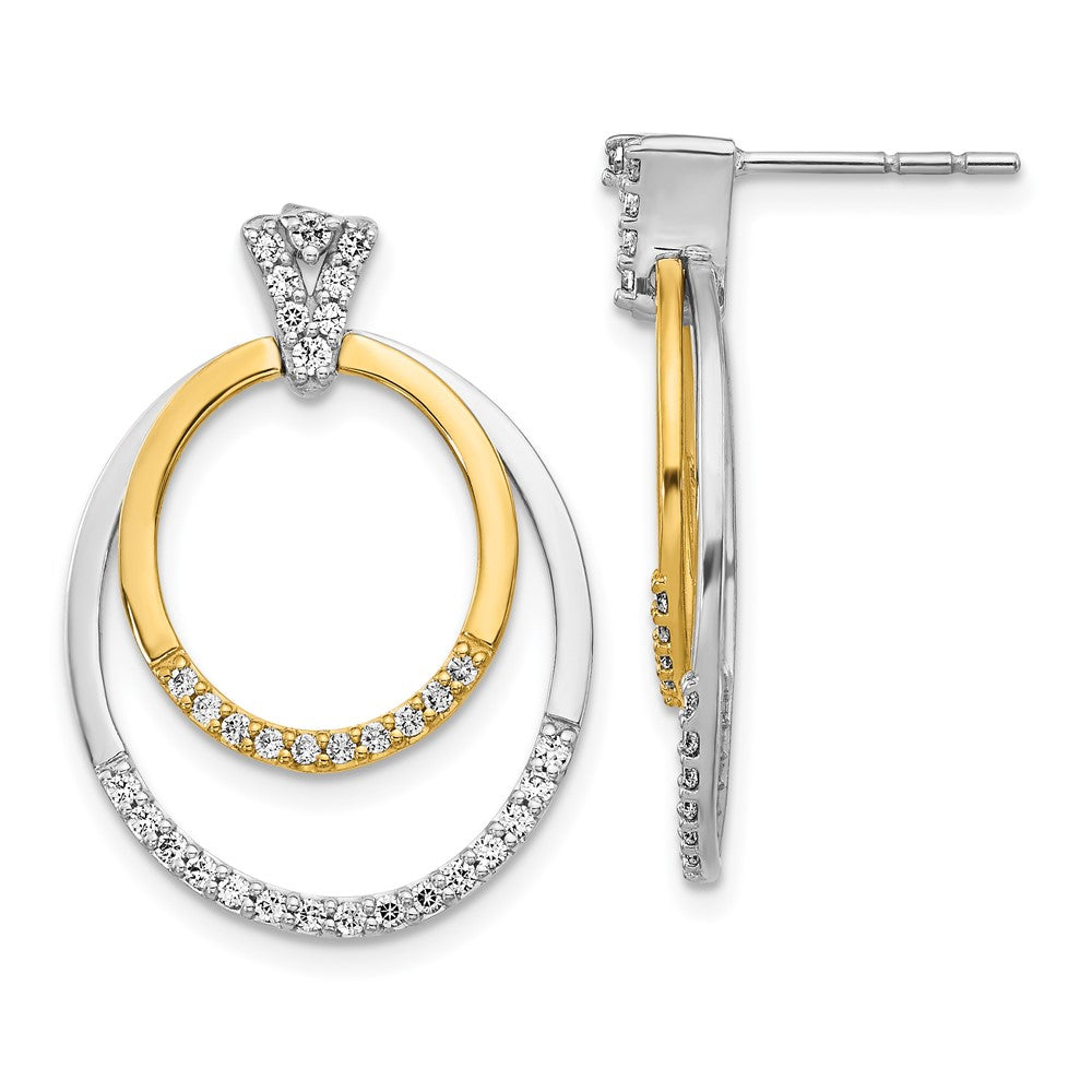 Solid 14k Two-tone Simulated CZ Earrings