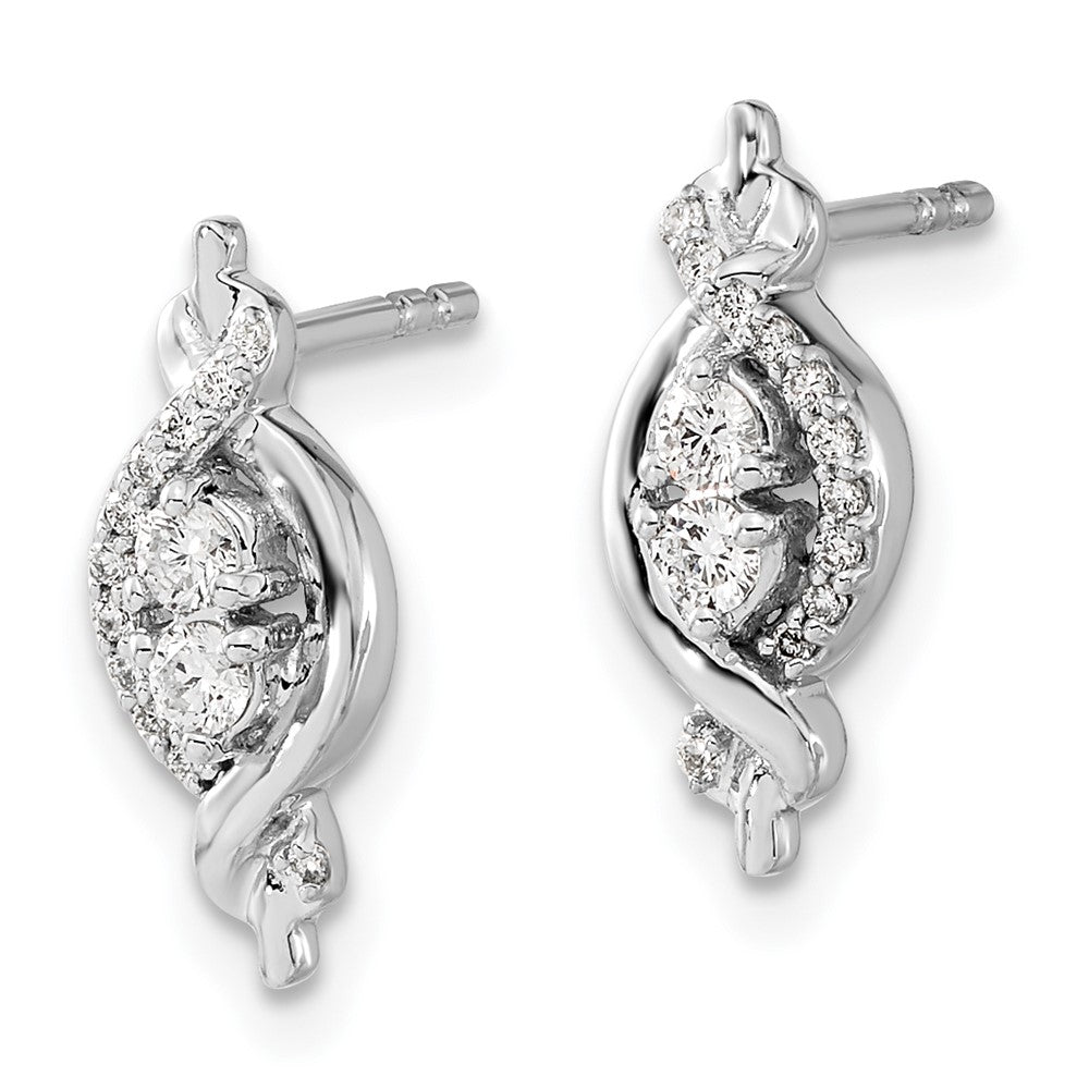 Solid 14k White Gold Simulated CZ Fancy Earrings