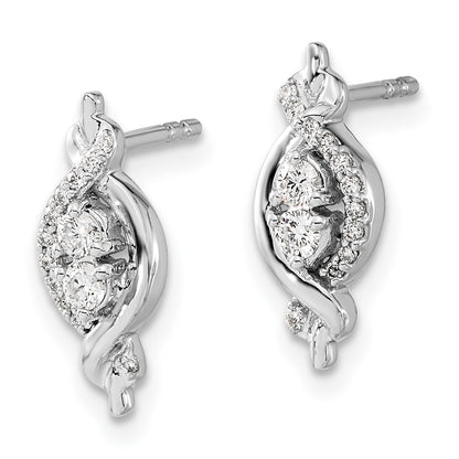 Solid 14k White Gold Simulated CZ Fancy Earrings