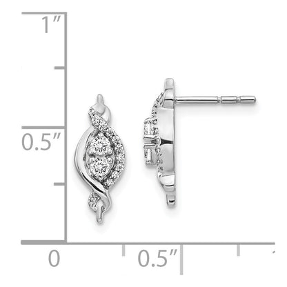 Solid 14k White Gold Simulated CZ Fancy Earrings