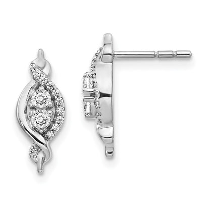 Solid 14k White Gold Simulated CZ Fancy Earrings