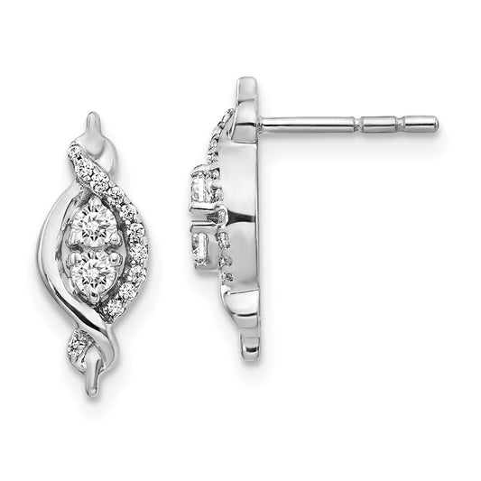 Solid 14k White Gold Simulated CZ Fancy Earrings