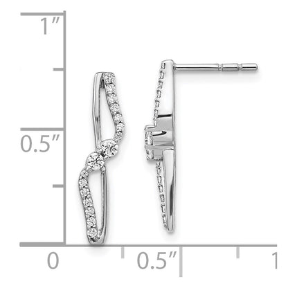 Solid 14k White Gold Simulated CZ Fancy Earrings