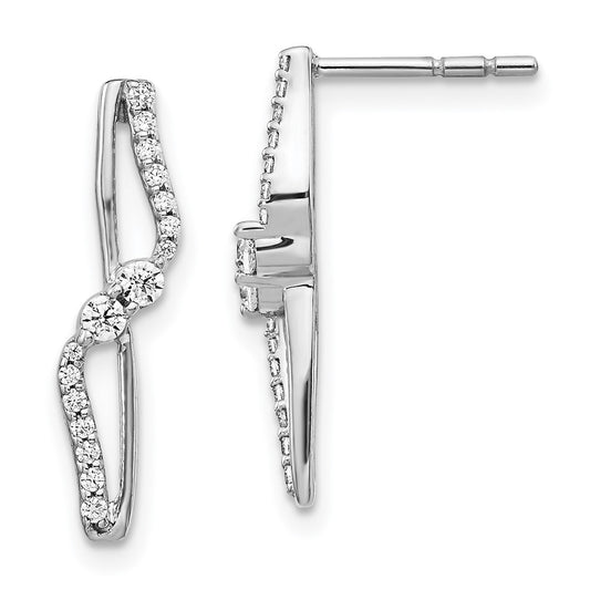 Solid 14k White Gold Simulated CZ Fancy Earrings