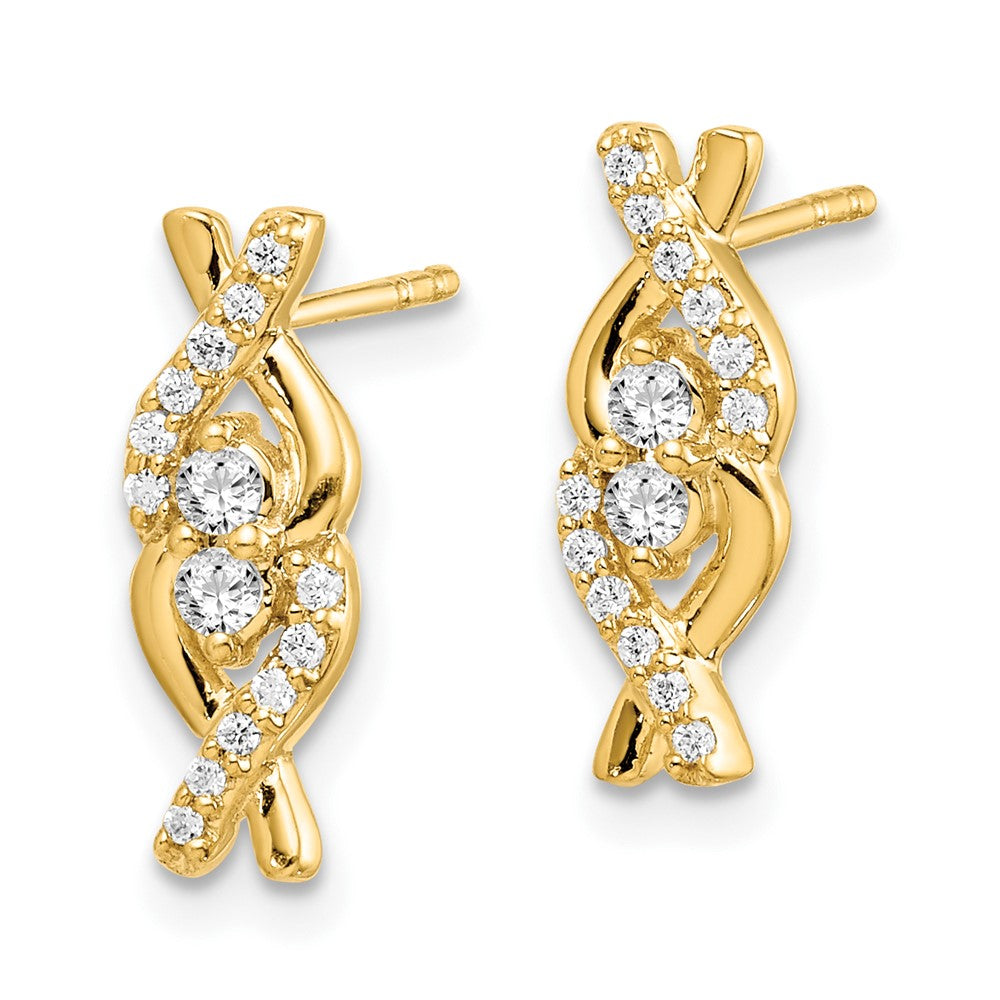 Solid 14k White Gold Simulated CZ Fancy Earrings