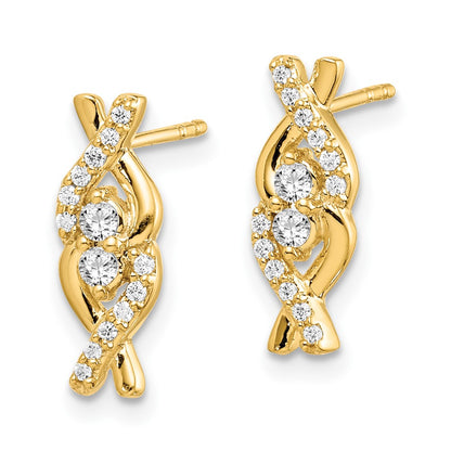 Solid 14k White Gold Simulated CZ Fancy Earrings
