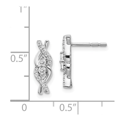 Solid 14k White Gold Simulated CZ Fancy Earrings