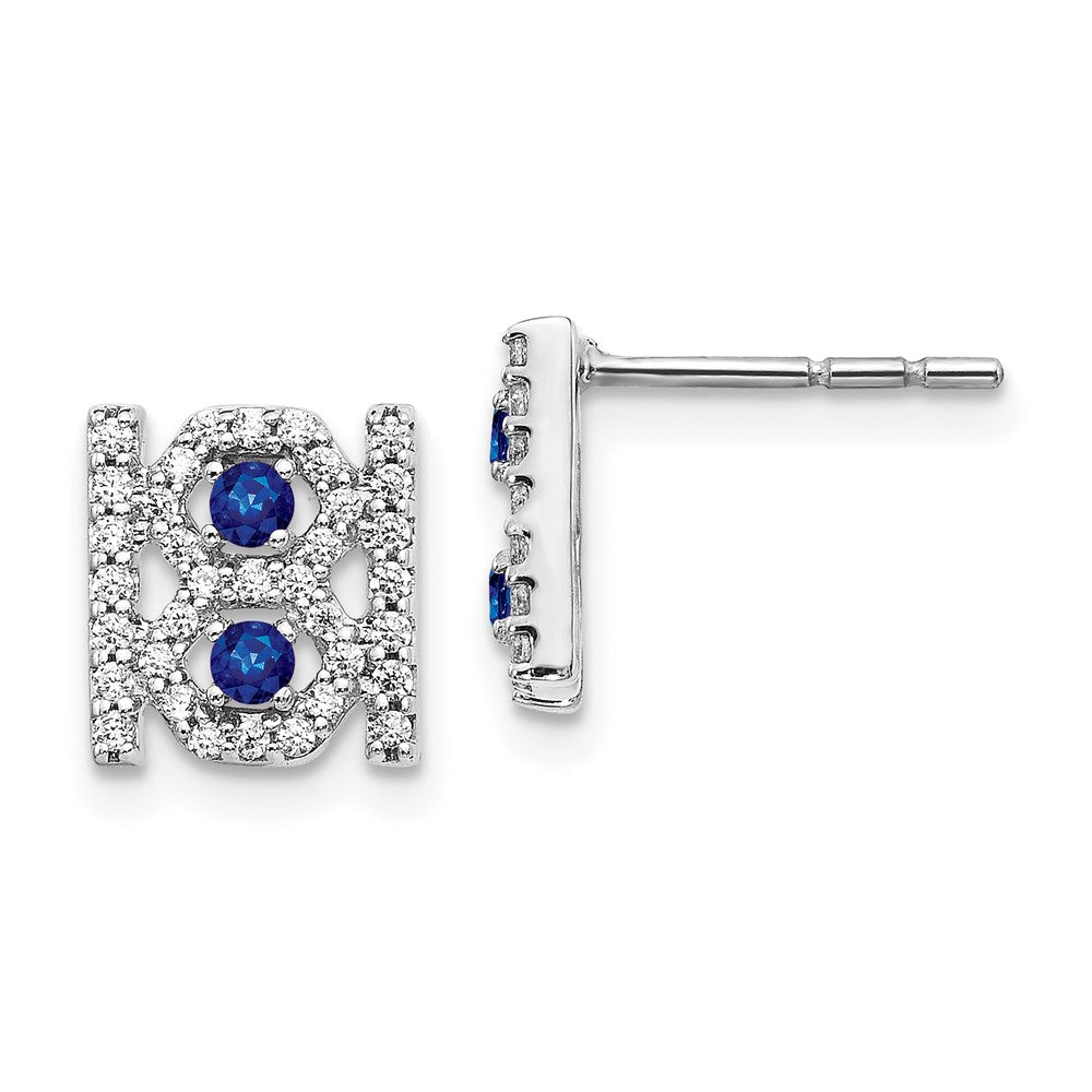 14k White Gold Real Diamond & Sapphire Fancy Earrings EM3843-SA-030-WA