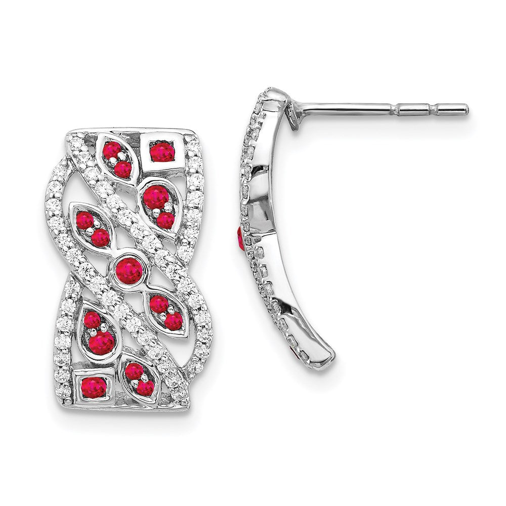 14k White Gold Real Diamond & Ruby Fancy Earrings EM3844-RU-038-WA