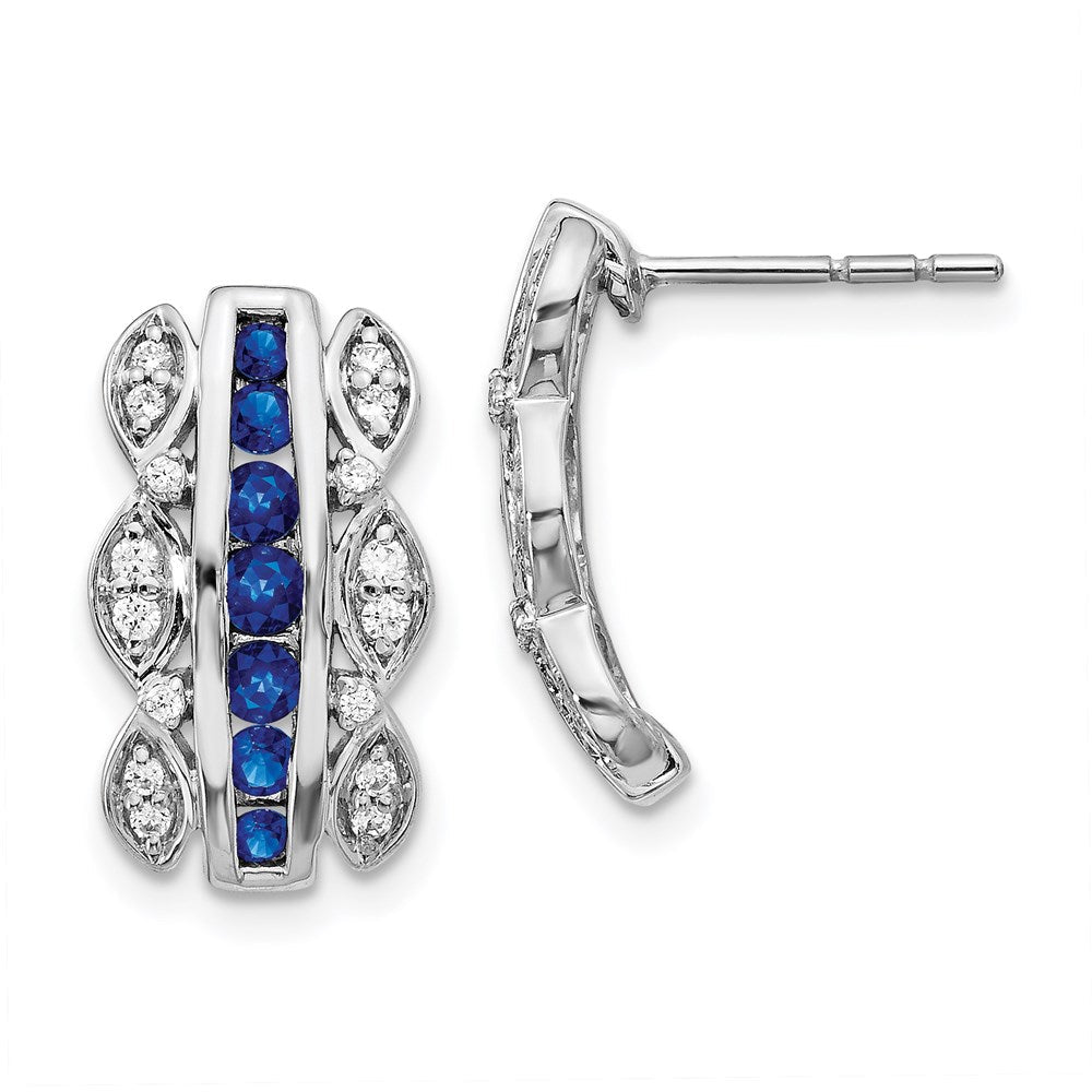 14k White Gold Real Diamond & Sapphire Fancy Earrings EM3846-SA-020-WA