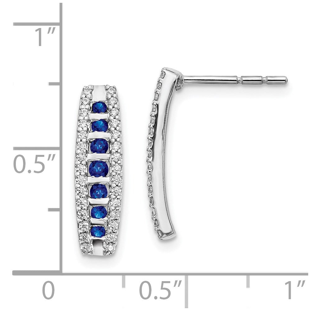 Solid 14k White Gold Simulated CZ & Sapphire Fancy Earrings