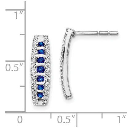 Solid 14k White Gold Simulated CZ & Sapphire Fancy Earrings