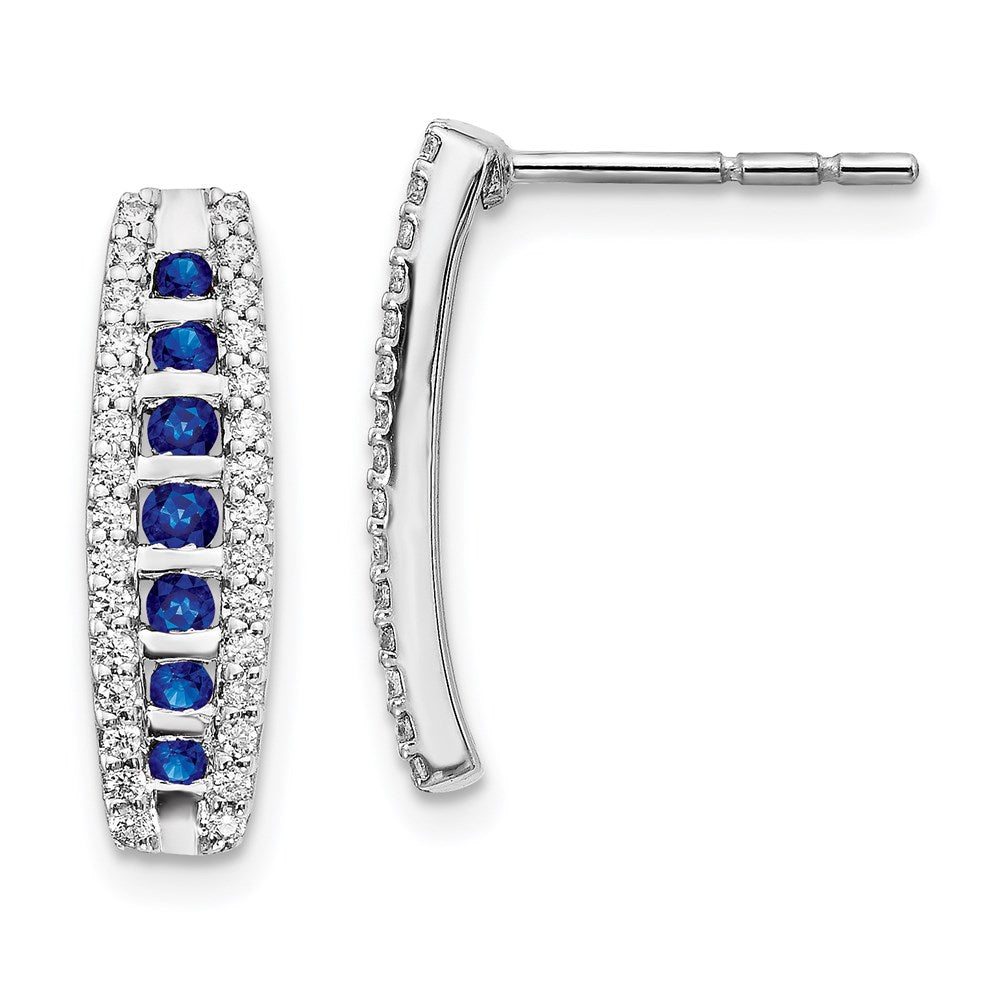 14k White Gold Real Diamond & Sapphire Fancy Earrings EM3849-SA-030-WA