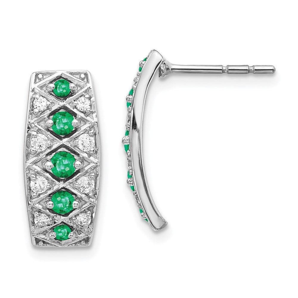 14k White Gold Real Diamond & Emerald Fancy Earrings EM3850-EM-030-WA