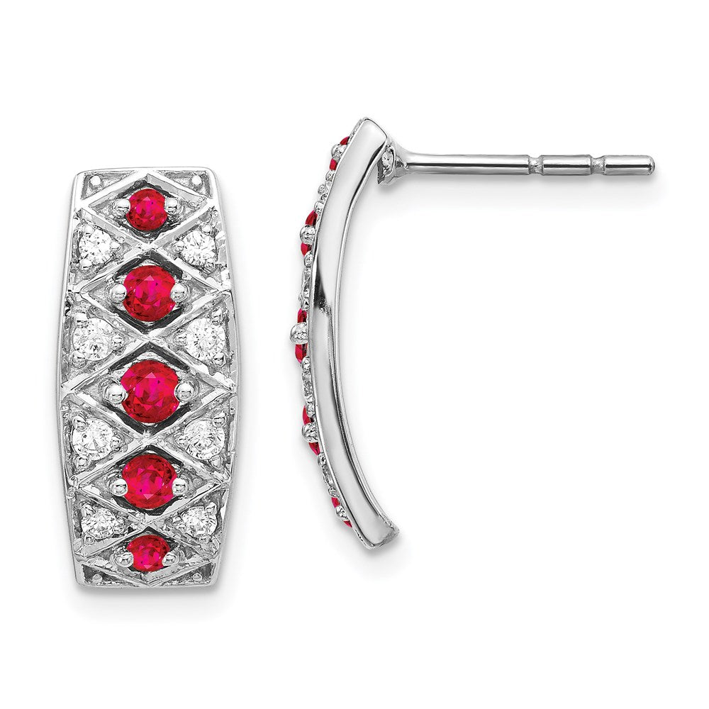 14k White Gold Real Diamond & Ruby Fancy Earrings EM3850-RU-030-WA
