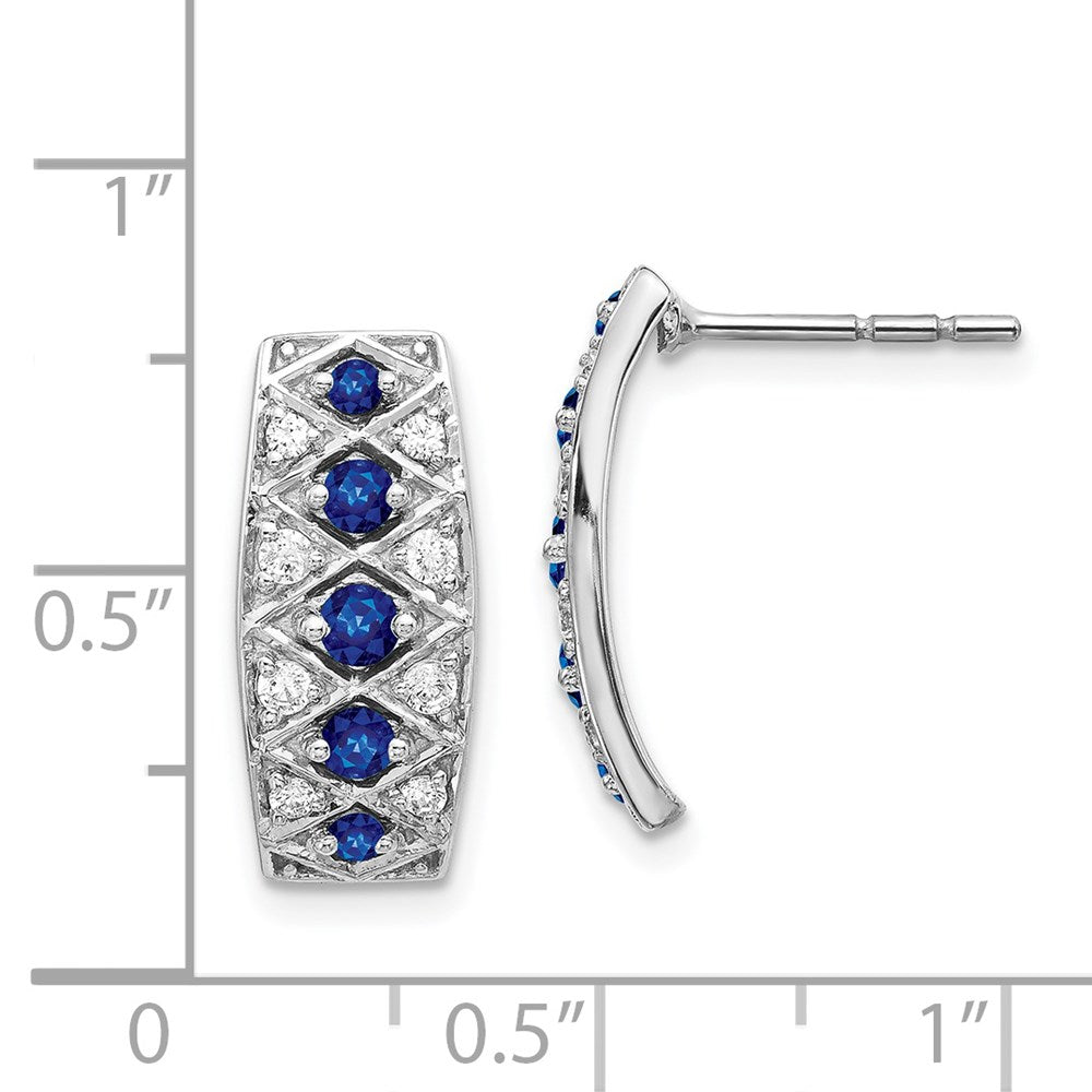 Solid 14k White Gold Simulated CZ and Sapphire Fancy Earrings