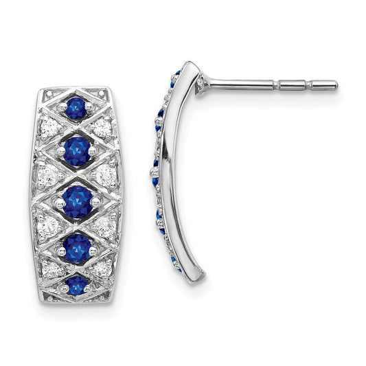 14k White Gold Real Diamond and Sapphire Fancy Earrings EM3850-SA-030-WA