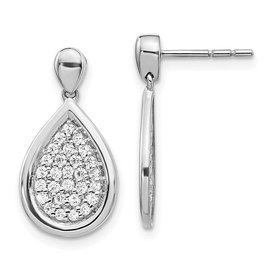 14k White Gold Real Diamond Fancy Teardrop Post Earrings EM3851-050-WA