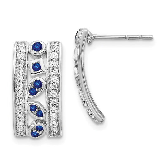 14k White Gold Real Diamond & Sapphire Fancy Earrings EM3853-SA-030-WA
