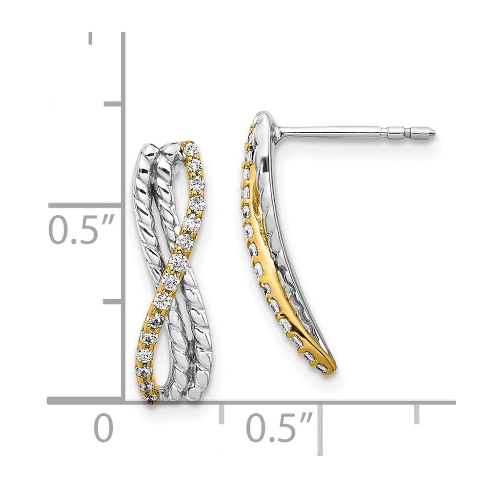 Solid 14k Two-tone Simulated CZ Fancy Earrings