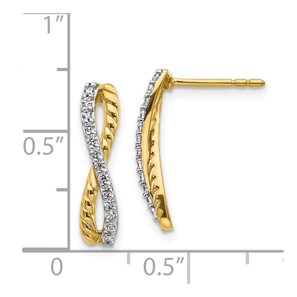Solid 14k Two-tone Simulated CZ Fancy Twist Post Earrings