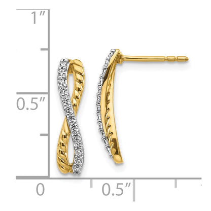 Solid 14k Two-tone Simulated CZ Fancy Twist Post Earrings