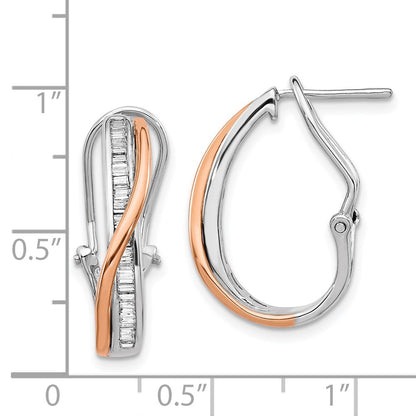 Solid 14k Two-tone Rose and White Gold Simulated CZ Fancy Earrings