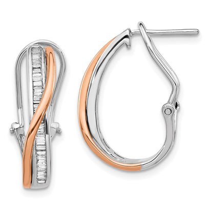 Solid 14k Two-tone Rose and White Gold Simulated CZ Fancy Earrings