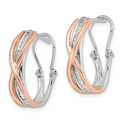 Solid 14k Two-tone Rose and White Gold Simulated CZ Fancy Earrings