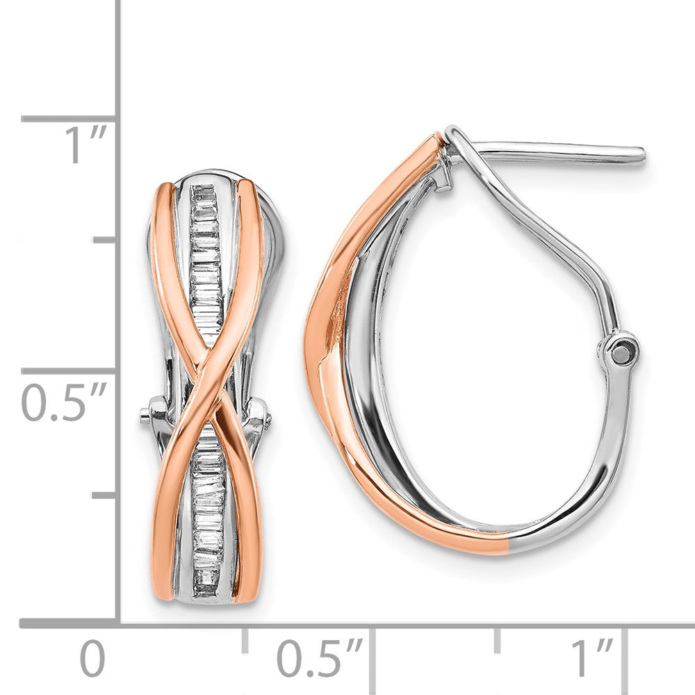 Solid 14k Two-tone Rose and White Gold Simulated CZ Fancy Earrings