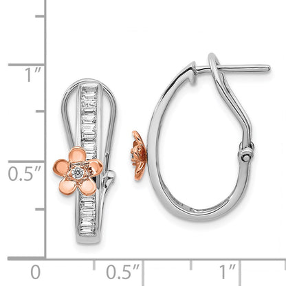 Solid 14k Two-tone Rose and White Gold Simulated CZ Fancy Earrings