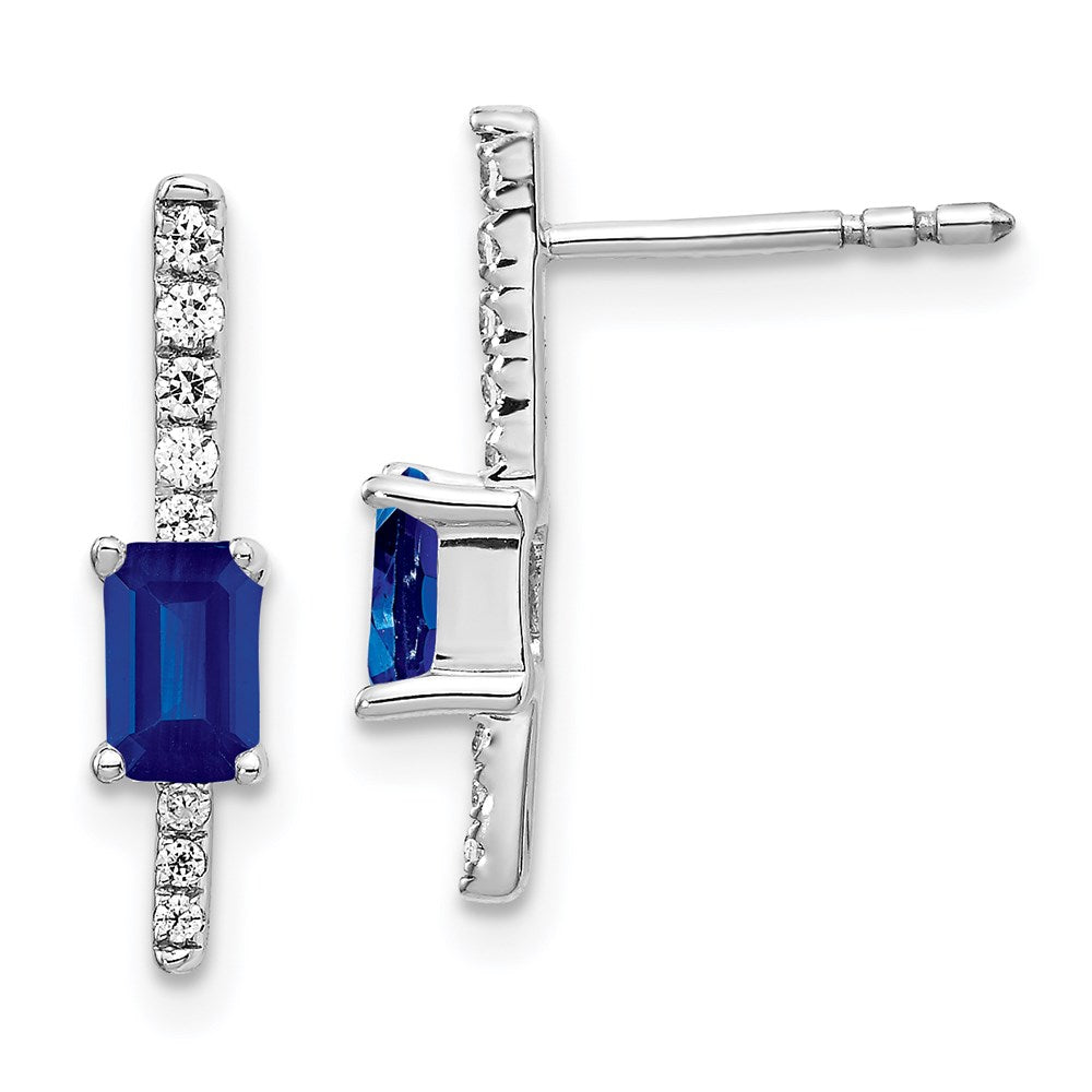 14k White Gold Real Diamond and Sapphire Fancy Earrings EM3874-SA-014-WA