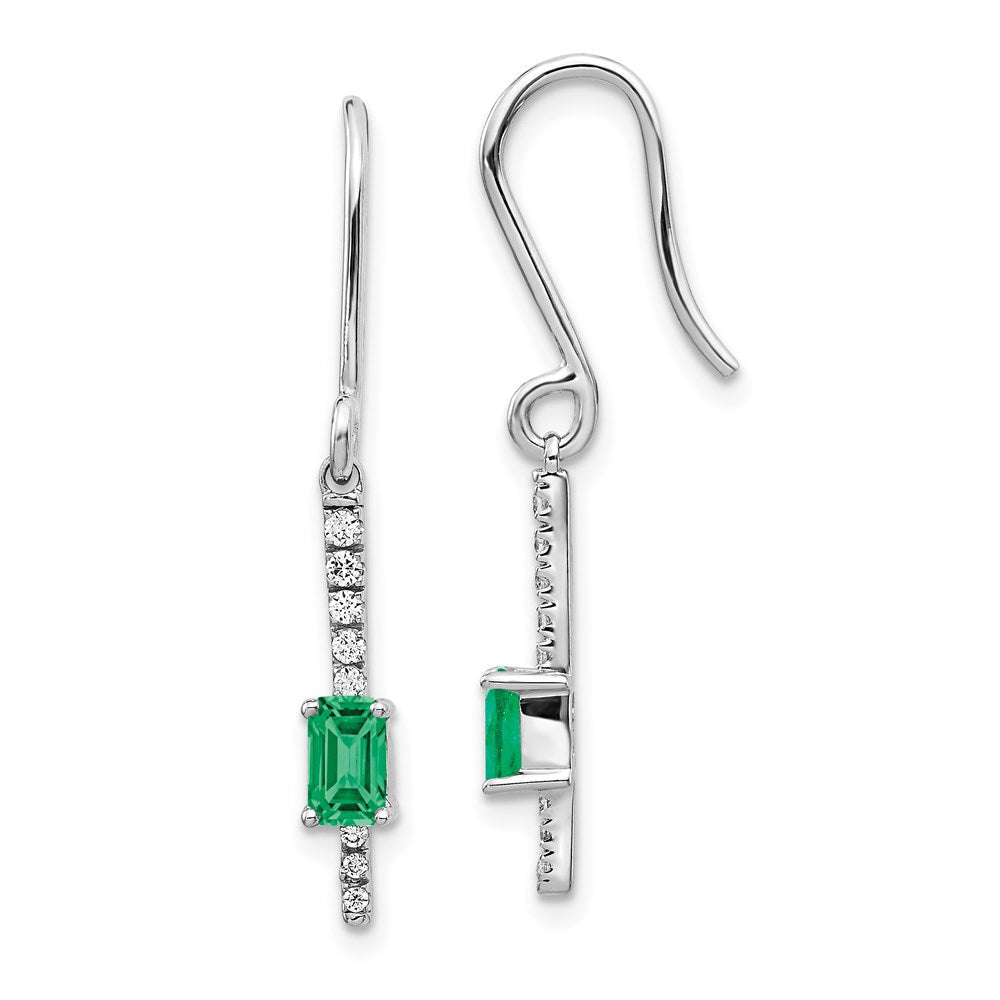 14k White Gold Real Diamond and Emerald Fancy Earrings EM3875-EM-014-WA