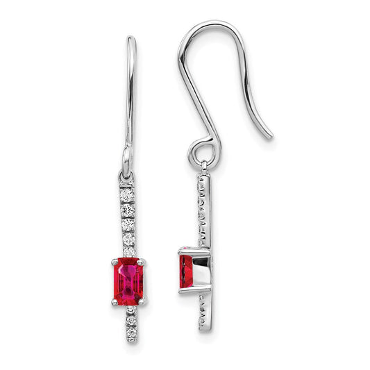 14k White Gold Real Diamond & Ruby Fancy Earrings EM3875-RU-014-WA