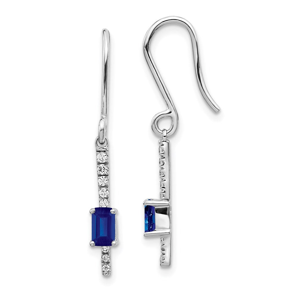 14k White Gold Real Diamond and Sapphire Fancy Earrings EM3875-SA-014-WA