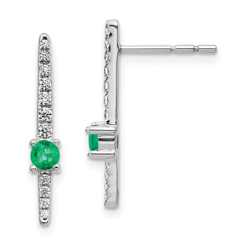 14k White Gold Real Diamond & Emerald Fancy Earrings EM3876-EM-050-WA