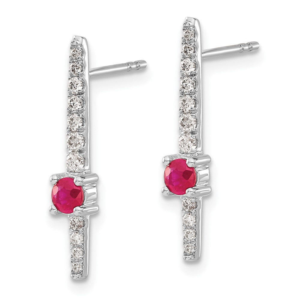 Solid 14k White Gold Simulated CZ and Ruby Fancy Earrings